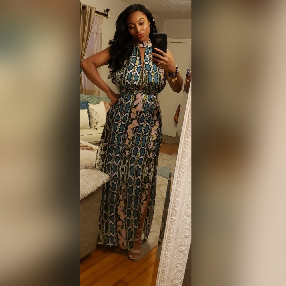 Maxi croc reptile dress